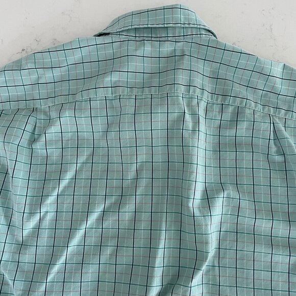 Nautica LS Button Down Cotton Tencel Blend Check Shirt Soft Green Blue Sz L - Picture 9 of 13